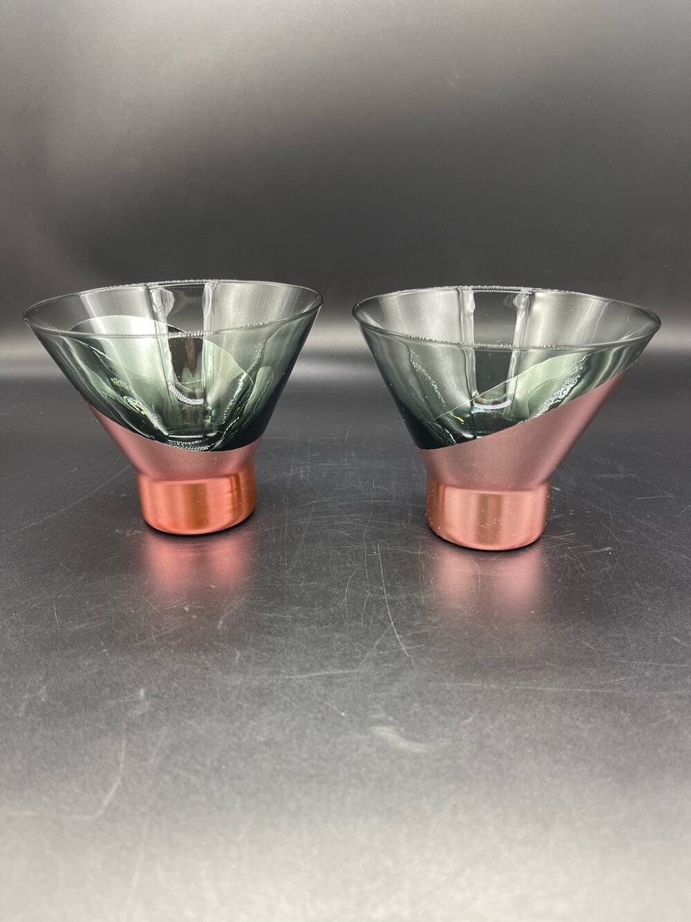Viski Barware Raye Dipped Crystal Set of 2 Martini Glasses